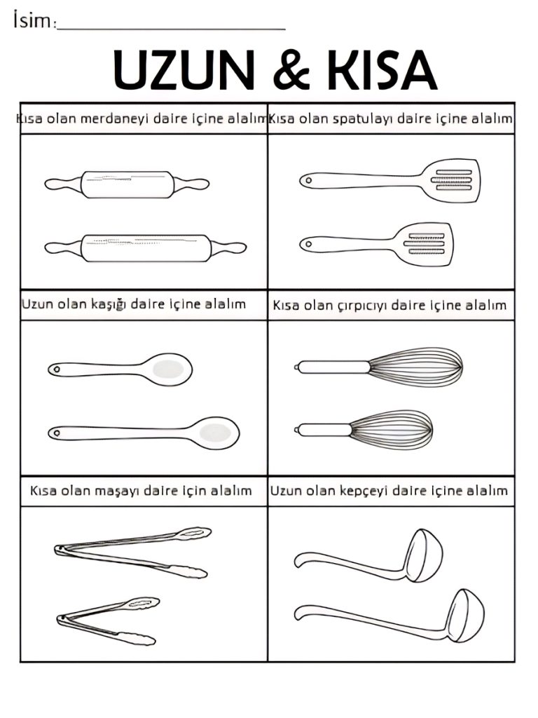 uzun kısa kavramı etkinlikleri