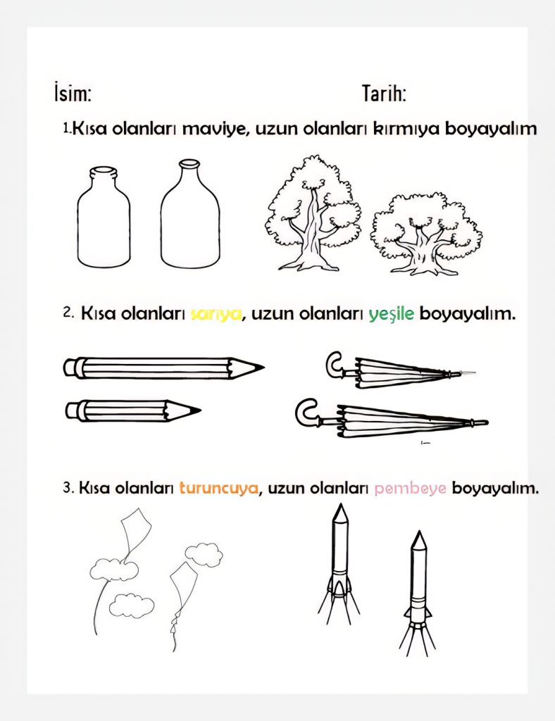 uzun kısa kavramı etkinlikleri