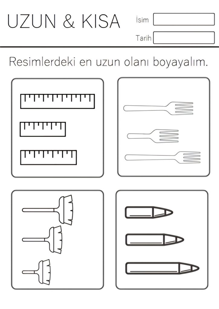 uzun kısa kavramı etkinlikleri okul öncesi