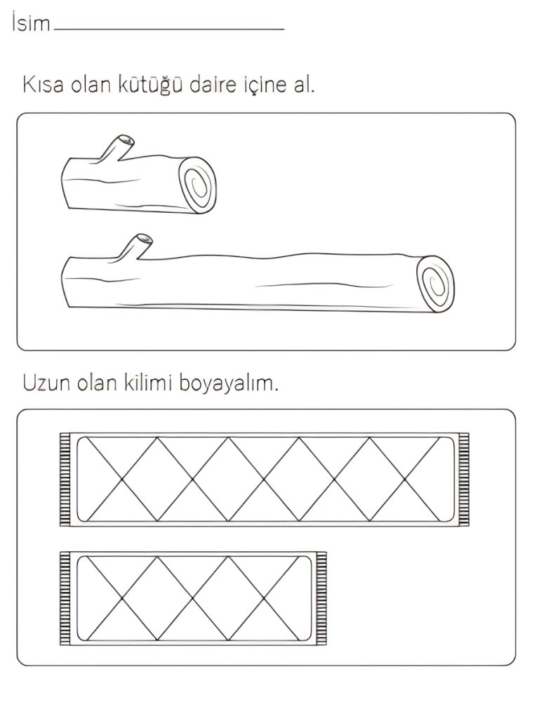 uzun kısa kavramı etkinlikleri okul öncesi